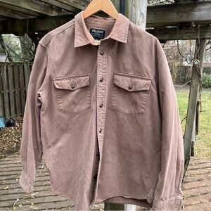 Filson Kodiak Chamois Shirt M Brown Mushroom Heavy COTTON Broken-in 20067694